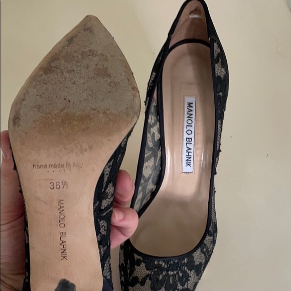 Manolo Blahnik Black Lace Heels - Picture 6 of 6